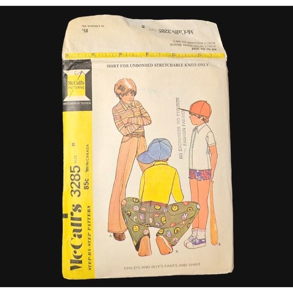 Vtg Sewing Pattern 1973 McCalls 3285 Boys Pants Pockets Shirt Child Size 5 - Picture 1 of 3